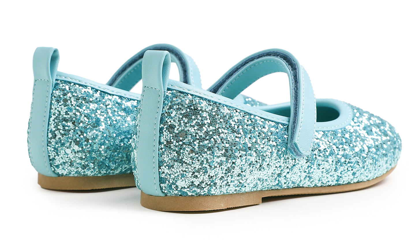 Feversole Girls Cute Dress Mary Jane Shoes Soft Party Holiday Ballet Flats Glitter