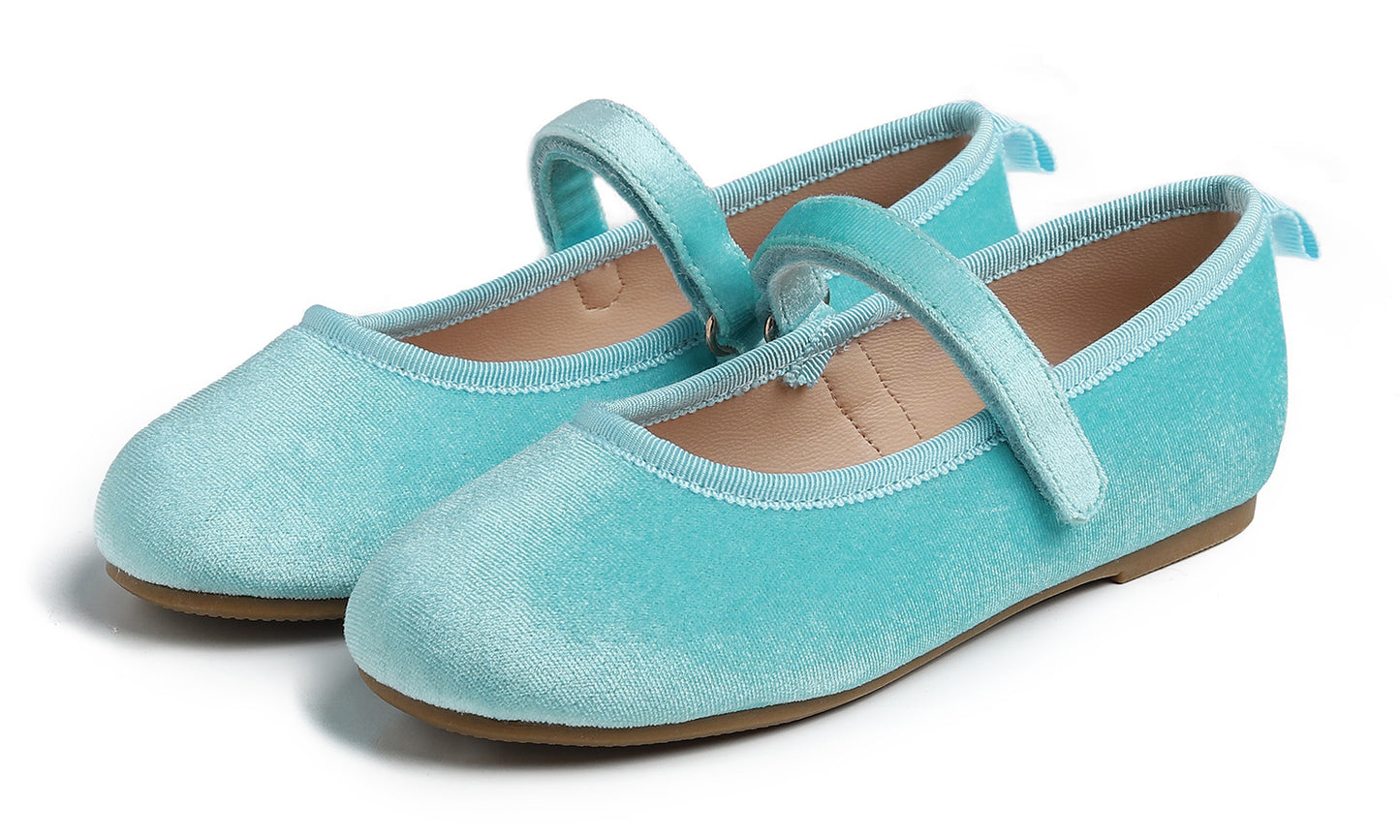 Feversole Girls Cute Dress Mary Jane Shoes Soft Party Holiday Ballet Flats Velvet