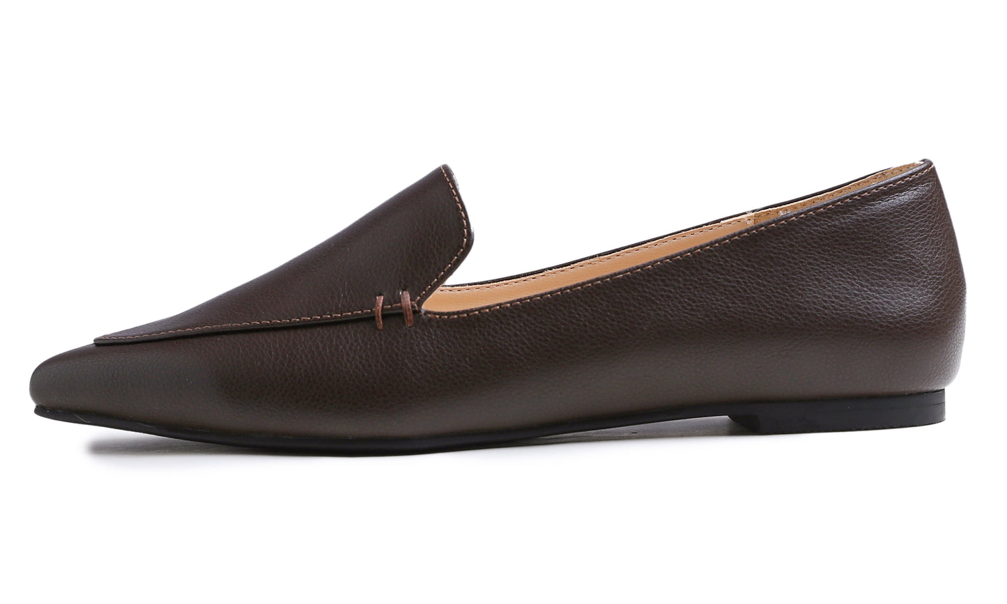 Feversole Women's Loafer Flat Pointed Fashion Slip On Comfort Driving Office Shoes Grain Vegan