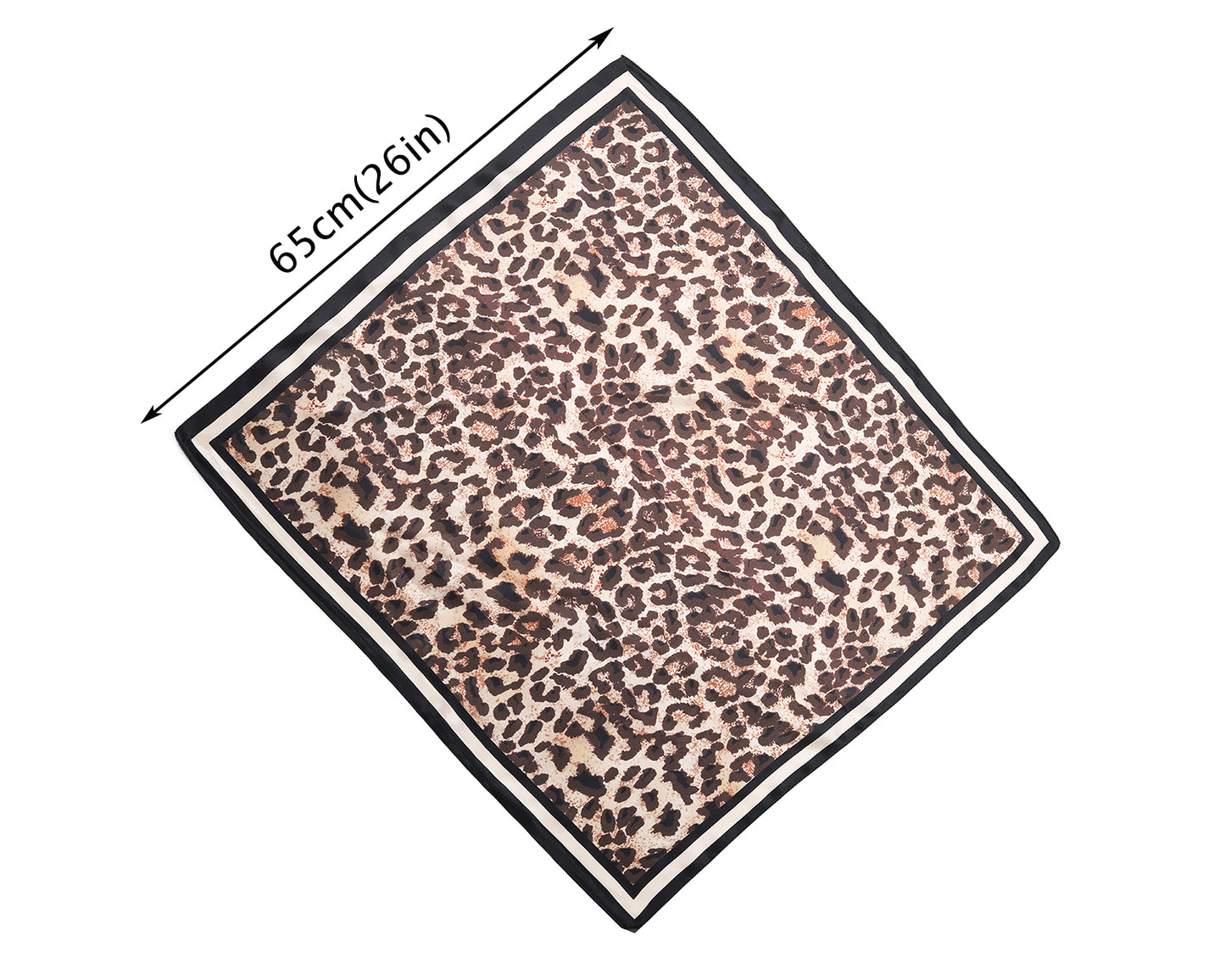 BREEZE NOUTHERLY 100% Mulberry Silk Square Scarf for Women, 26'' Versatile Hair Neck Bag Scarf Luxury Gift-Brown Leopard