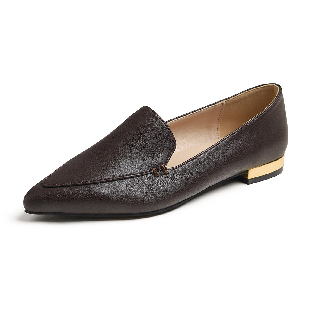 Feversole Women's Loafer Flat Pointed Deco Low Heel Fashion Slip On Dress Driving Office Shoes