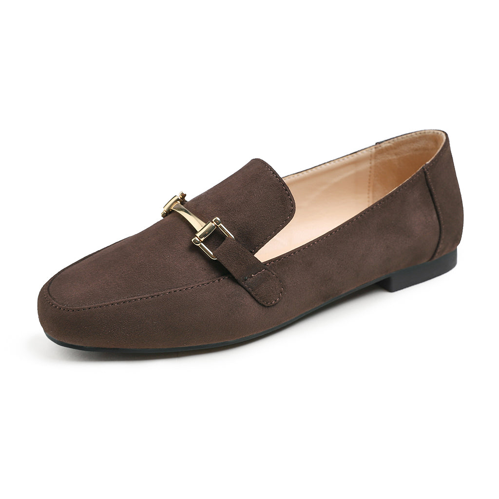 Feversole Women's Fashion Trim Deco Loafer Flats Faux Suede