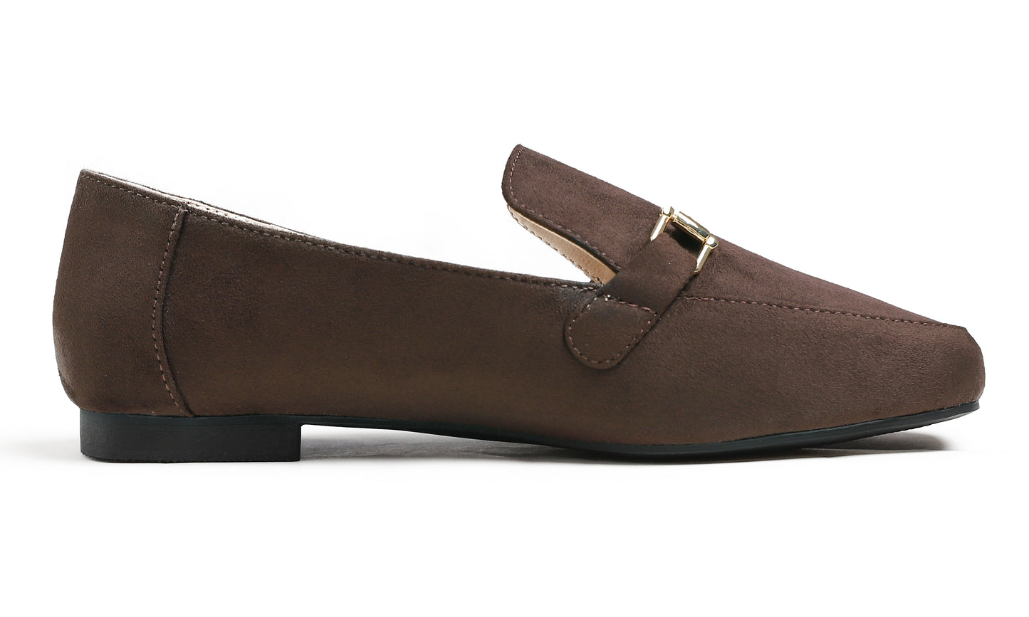 Feversole Women's Fashion Trim Deco Loafer Flats Faux Suede