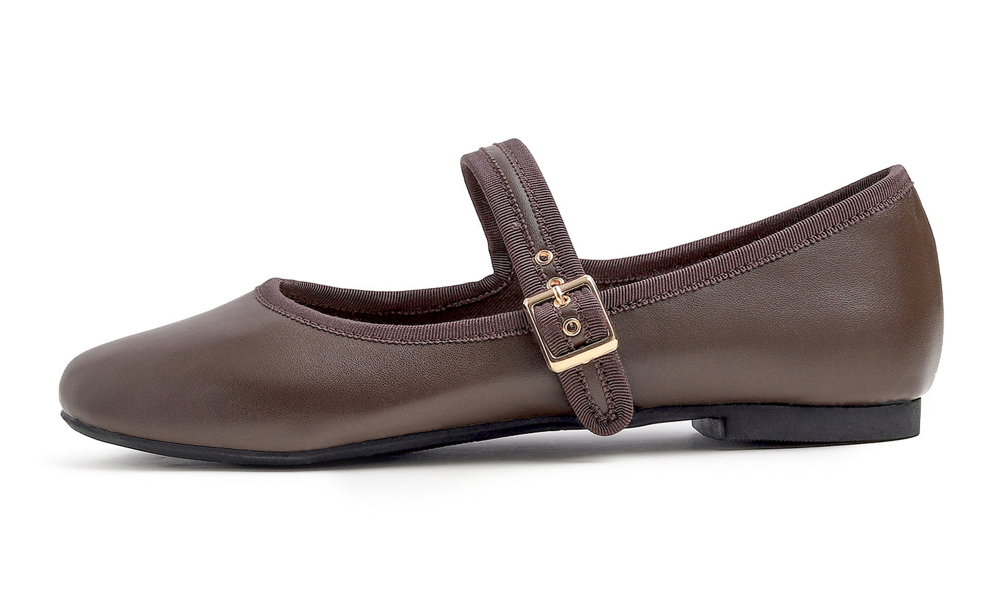 Feversole Women's Soft Cushion Extra Padded Comfort Round Toe Mary Jane Metal Buckle Fashion Ballet Flats Walking Shoes