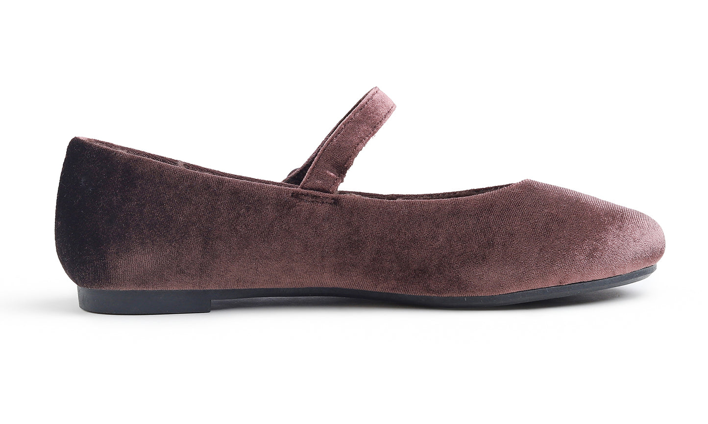 Feversole Women's Mary Jane Fashion Round Toe Easy Buckle Slip On Flats Velvet Fur Lined