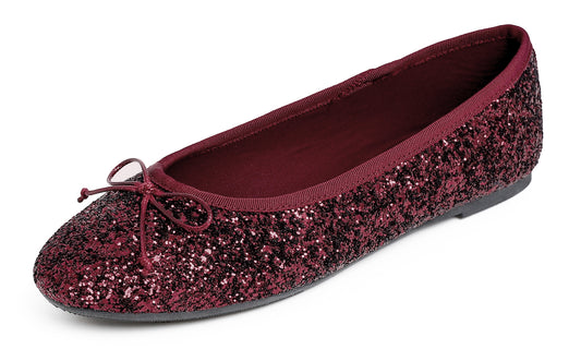 Feversole Women's Sparkle Memory Foam Cushioned Colorful Shiny Ballet Flats Glitter