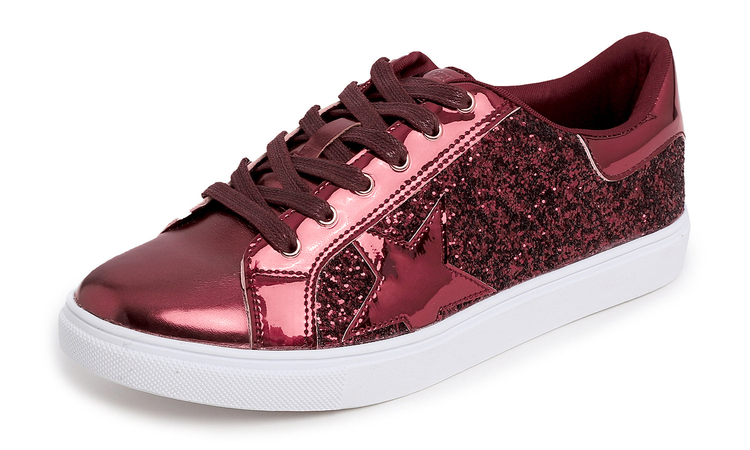 Feversole Women's Fashion Lace Up Dress Sneakers Sparkly Party Shiny S Feversole Women's Fashion Lace Up Dress Sneakers Sparkly Party Shiny S