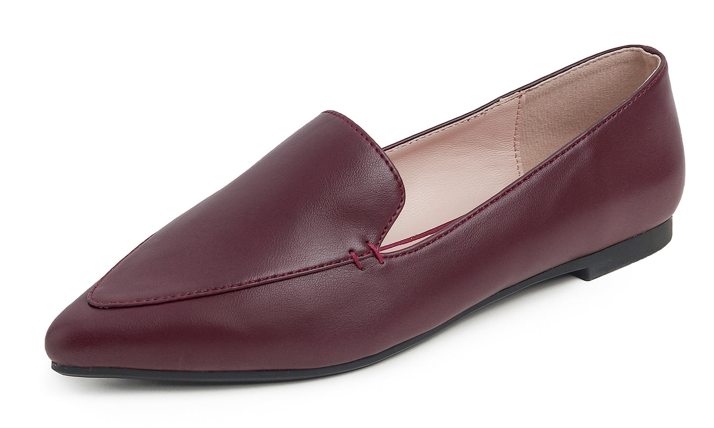 Feversole Women's Loafer Flat Pointed Fashion Slip On Comfort Driving Office Shoes Vegan Napa
