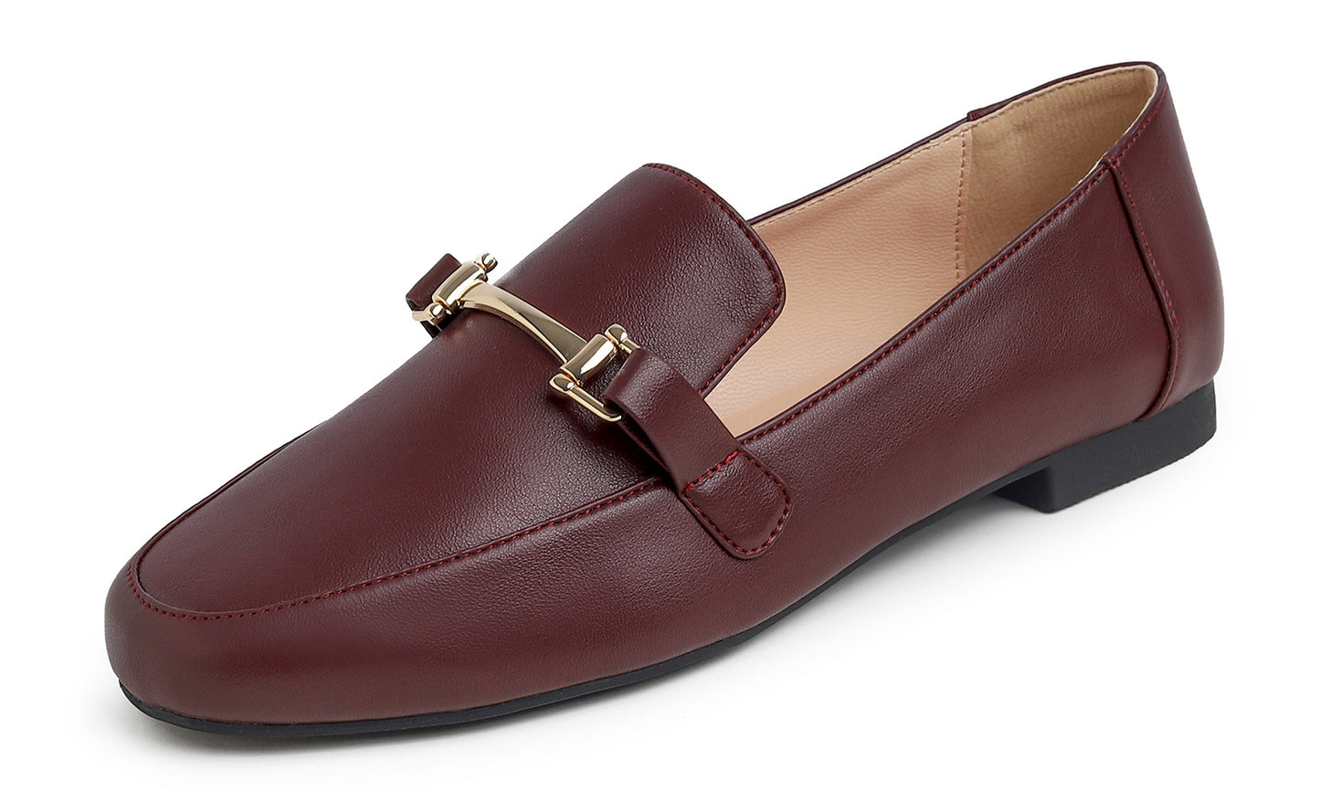 Feversole Women's Fashion Trim Deco Loafer Slippers Plain PU
