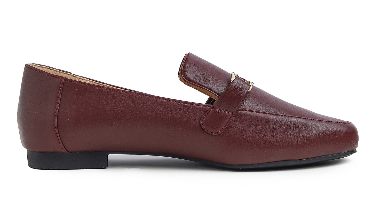 Feversole Women's Fashion Trim Deco Loafer Slippers Plain PU
