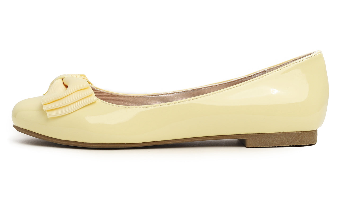 Feversole Women's Round Toe Cute Bow Trim Ballet Flats