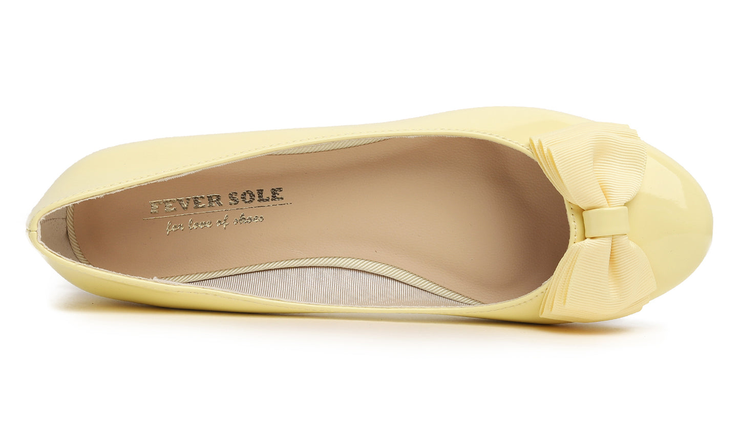 Feversole Women's Round Toe Cute Bow Trim Ballet Flats