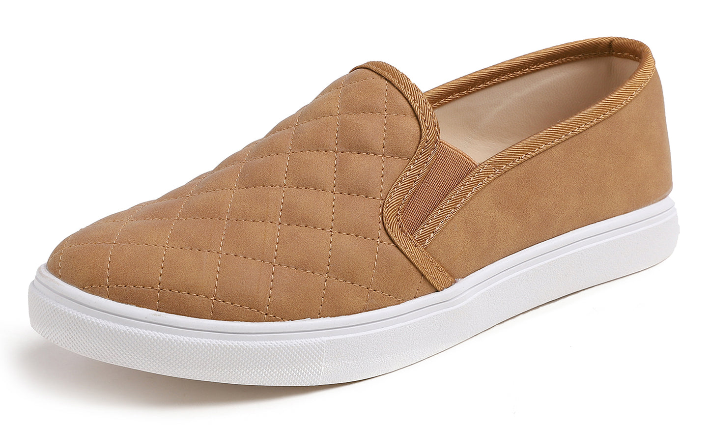 Feversole Women's Casual Slip On Sneaker Comfort Quilted Loafer Flats Quilted