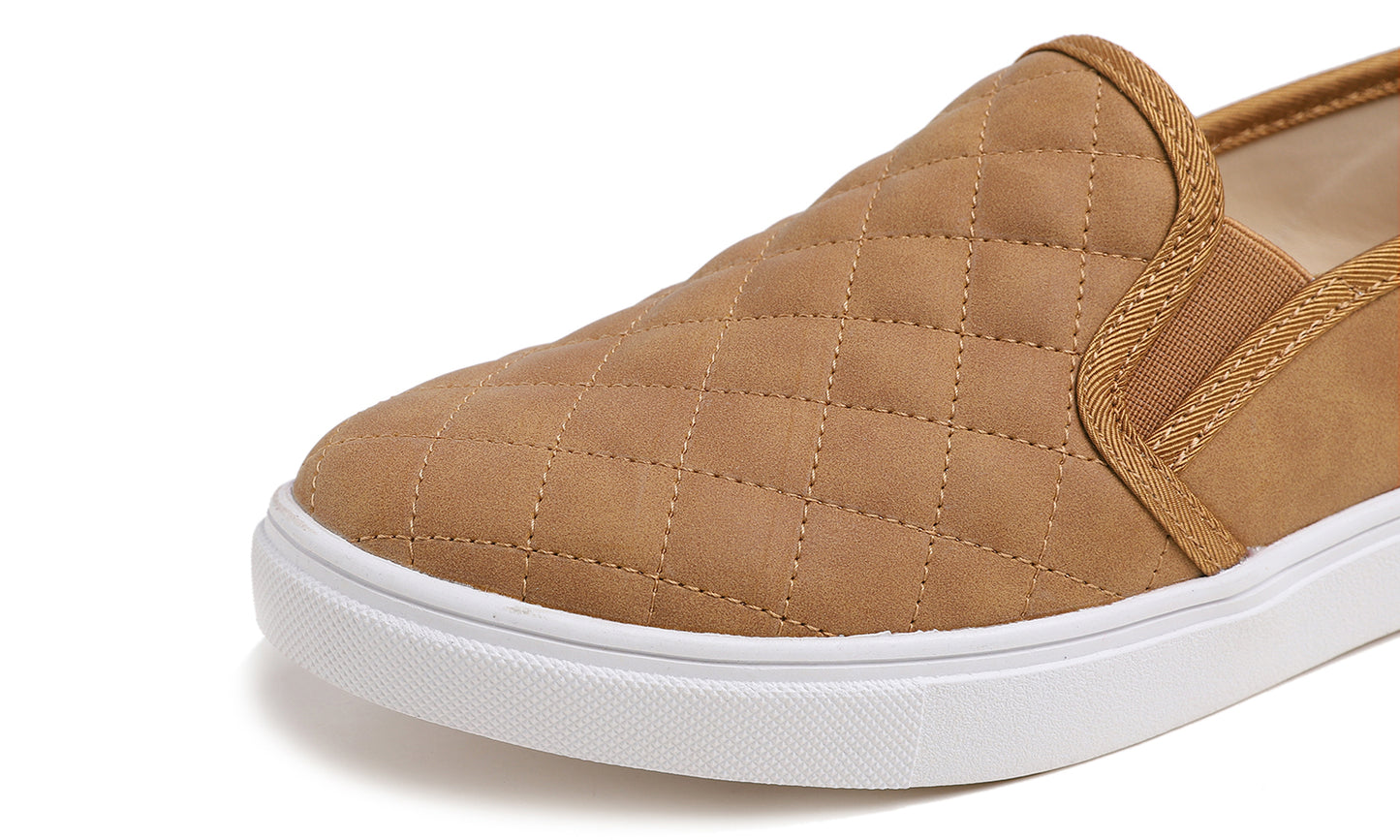 Feversole Women's Casual Slip On Sneaker Comfort Quilted Loafer Flats Quilted