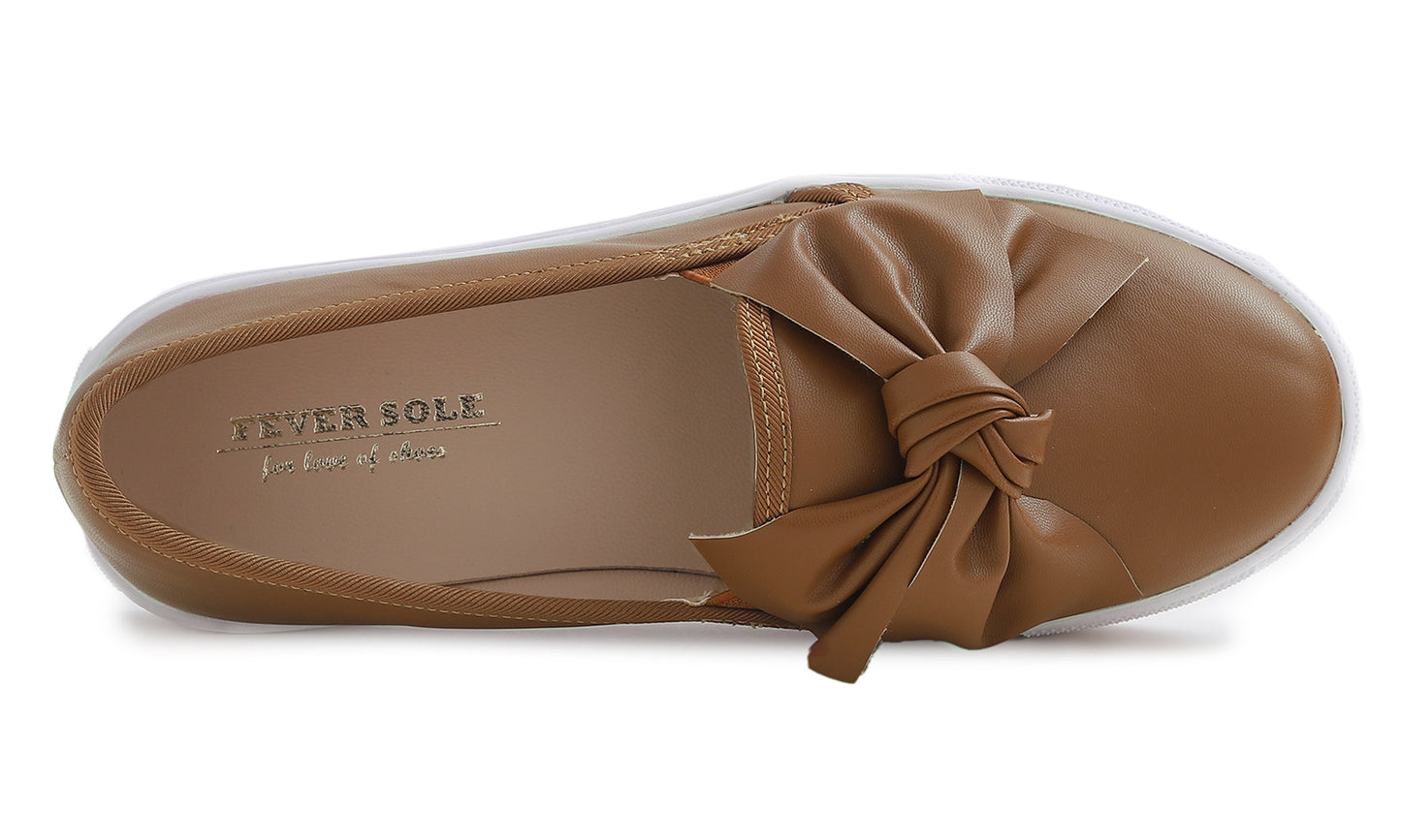 Feversole Women's Casual Slip On Sneaker Fashion Bow Tie Loafer Flats Vegan Leather
