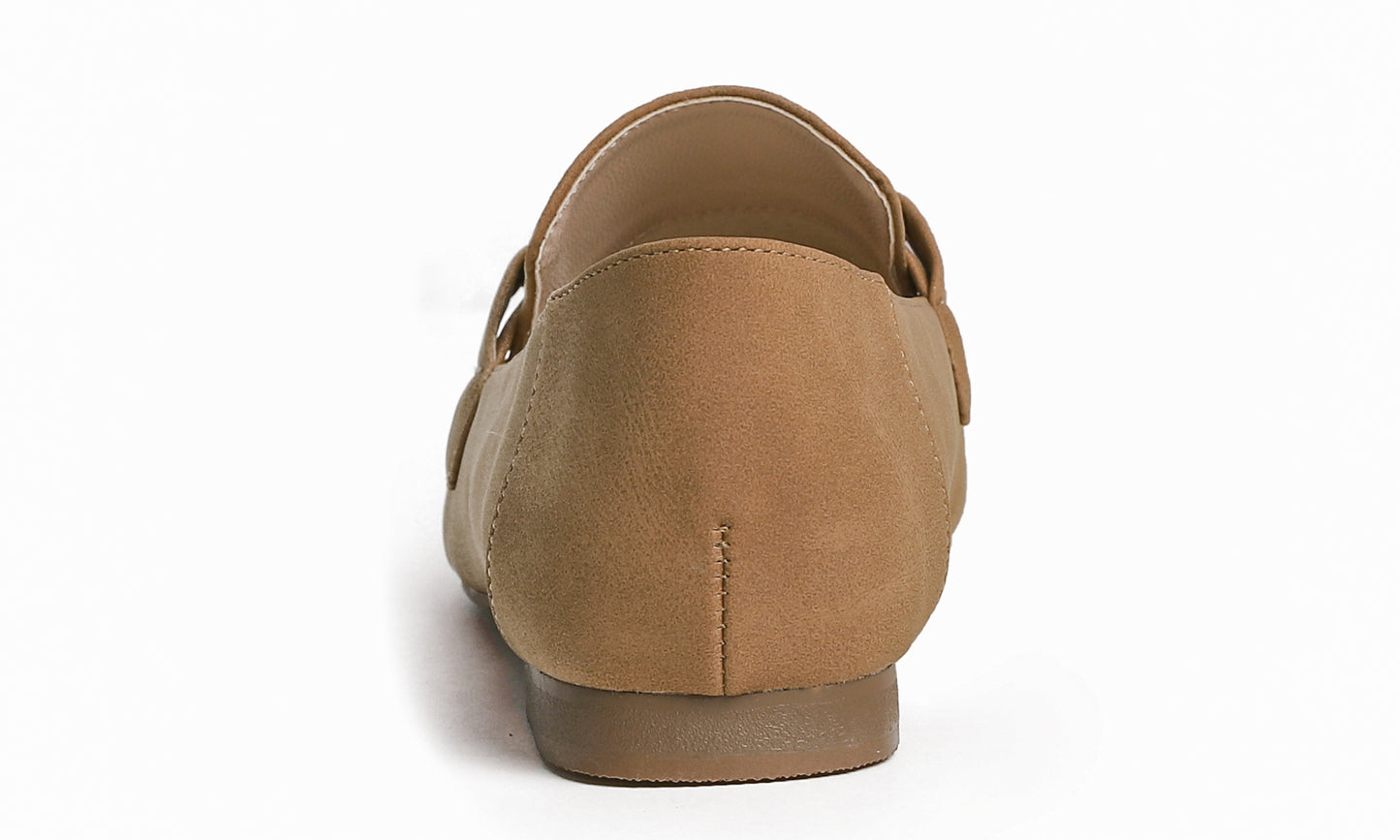 Feversole Women's Fashion Trim Deco Loafer Flats Camel Nubuck Vegan Leather