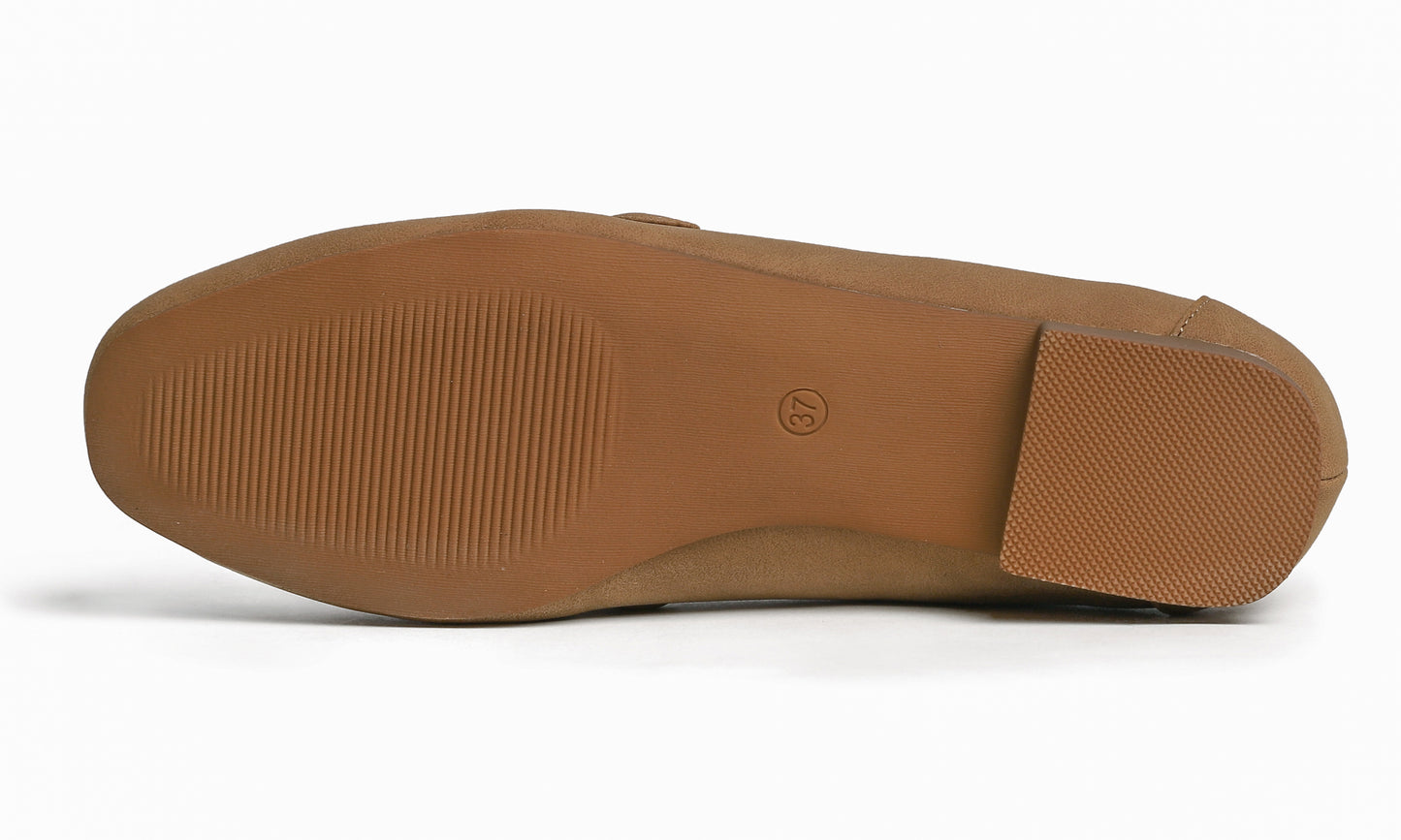Feversole Women's Fashion Trim Deco Loafer Flats Camel Nubuck Vegan Leather