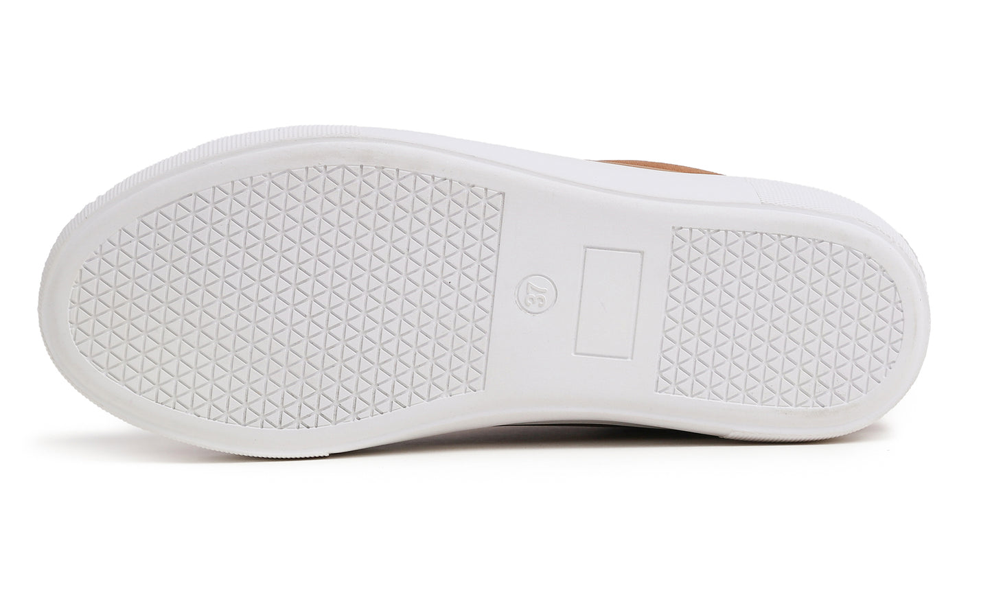 Feversole Women's Fashion Platform Vegan Leather Daily Casual Lace Up Sneaker