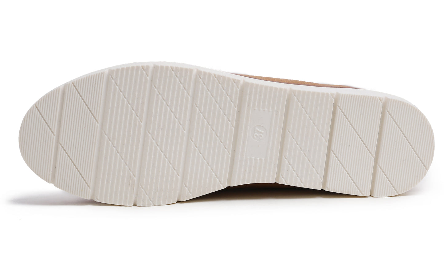 Feversole Women's Comfort Penny Loafer Geniune Leather Insole Flexible Walking Driving Shoes Nubuck Vegan Leather With Golden Buckle