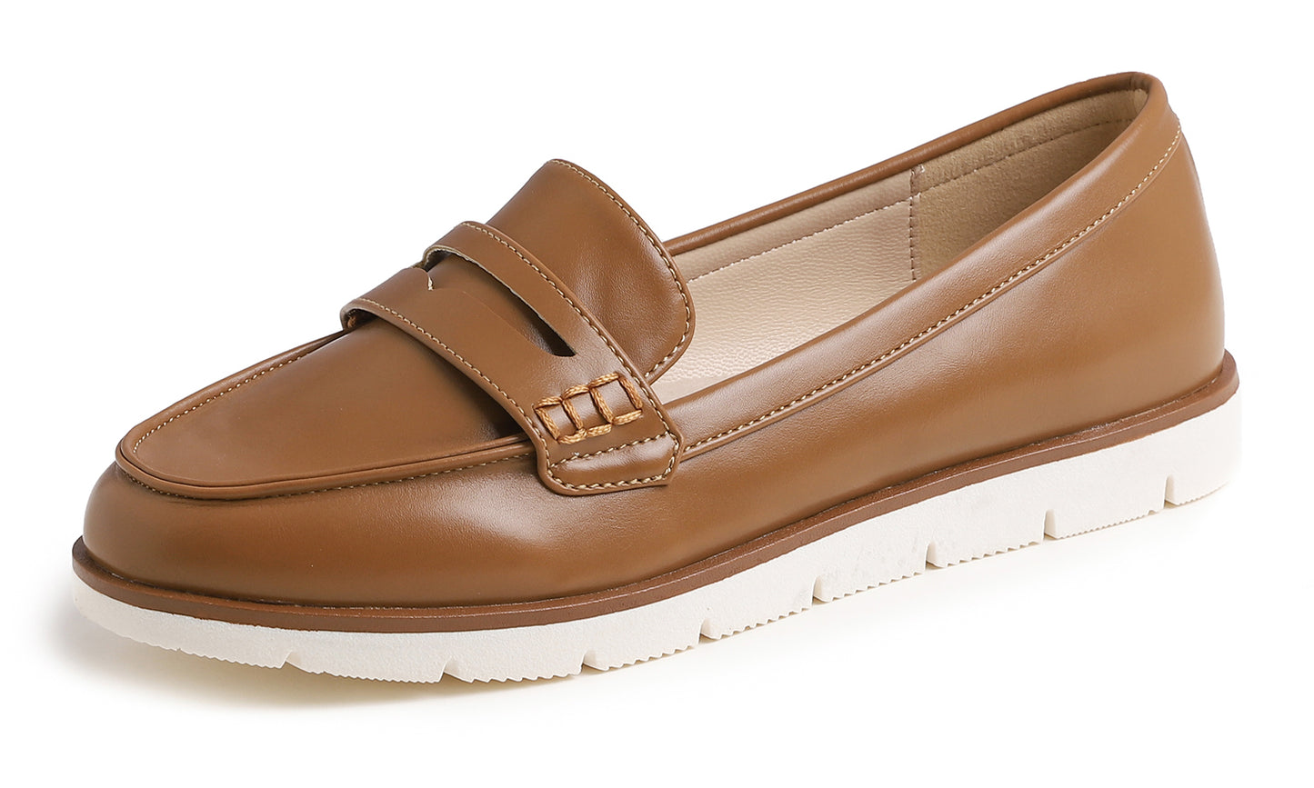 Feversole Women's Comfort Penny Loafer Geniune Leather Insole Flexible Walking Driving Shoes Vegan Leather