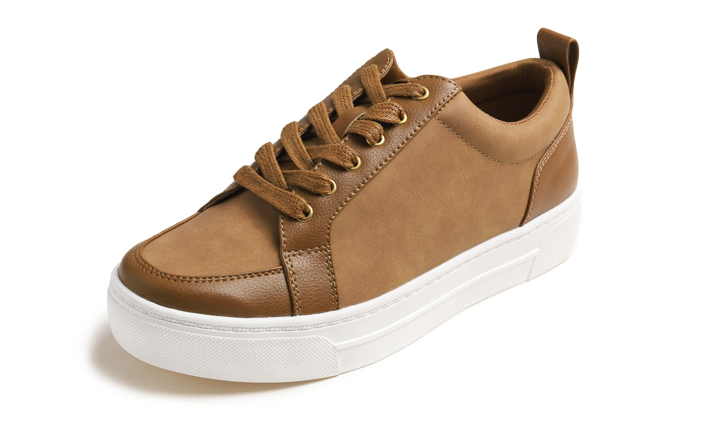 Feversole Women's Comfort Lightweight Sneaker Vegan Leather Platform Casual Walking Shoes