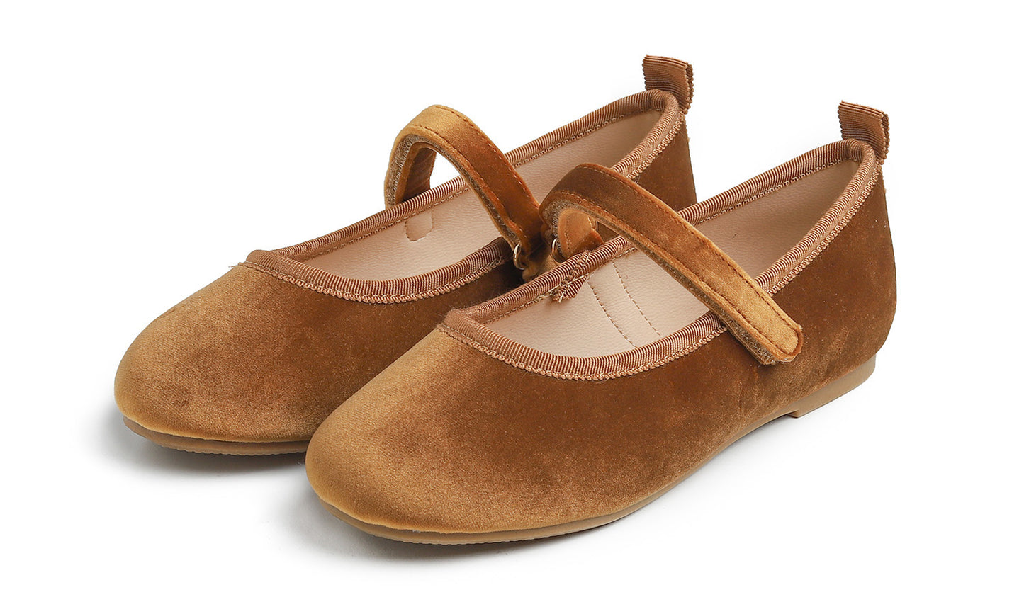 Feversole Girls Cute Dress Mary Jane Shoes Soft Party Holiday Ballet Flats Velvet