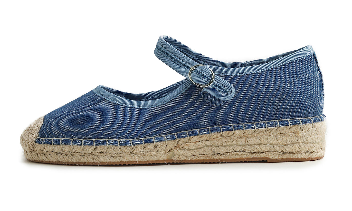 Feversole Close Toe Espadrilles Women's Comfort Breathable Ankle Strap Low Heel Wedge Canvas Jute Mary Jane