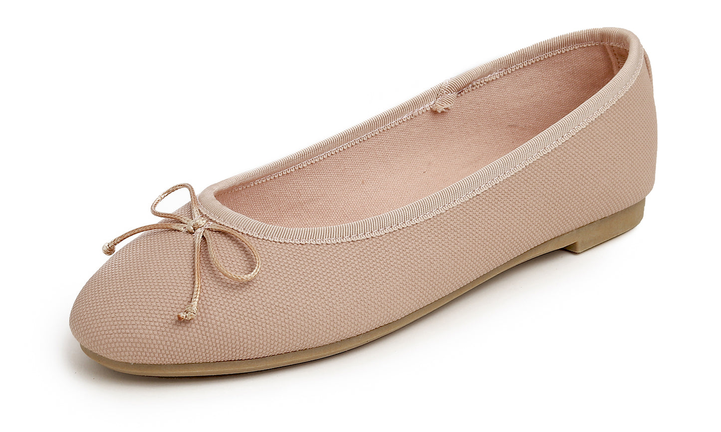 Feversole Women's Bow Tie Fashion Dress Slip On Shoes Round Toe Ballet Flat Vegan Leather Texture