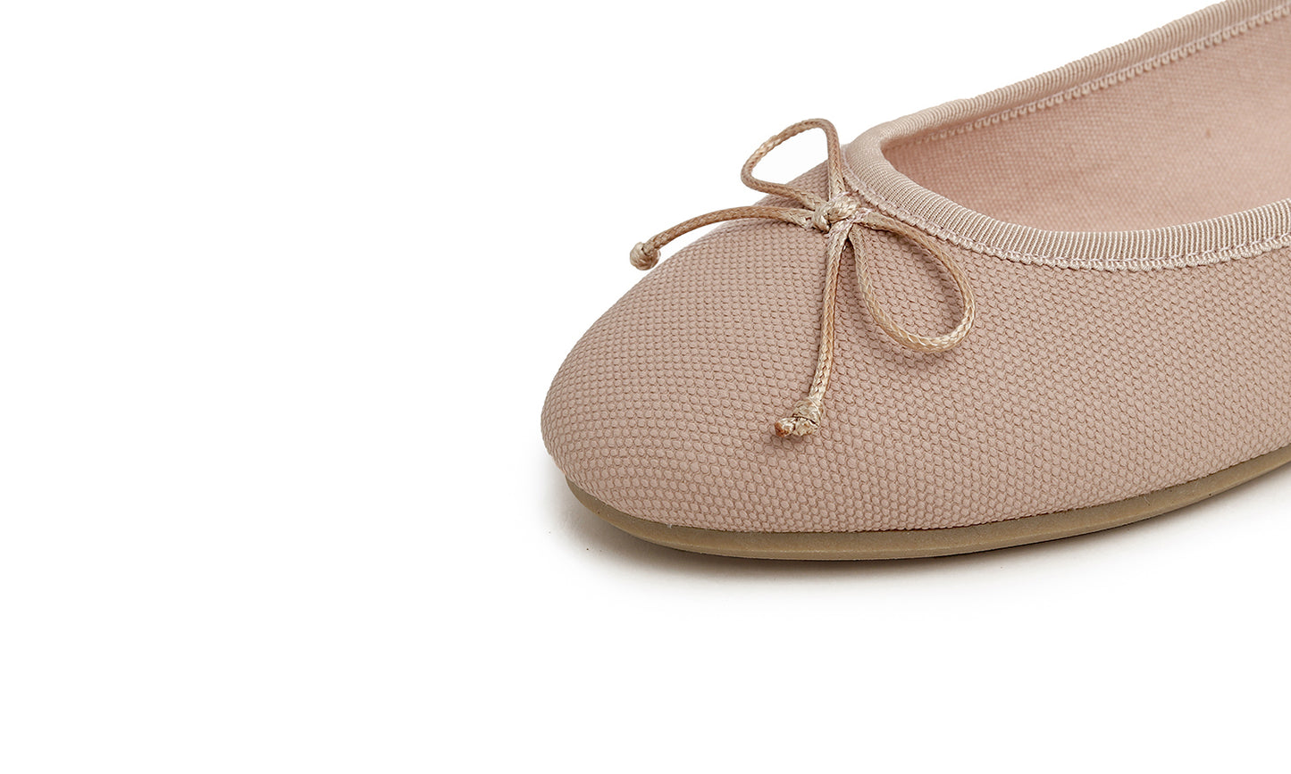 Feversole Women's Bow Tie Fashion Dress Slip On Shoes Round Toe Ballet Flat Vegan Leather Texture