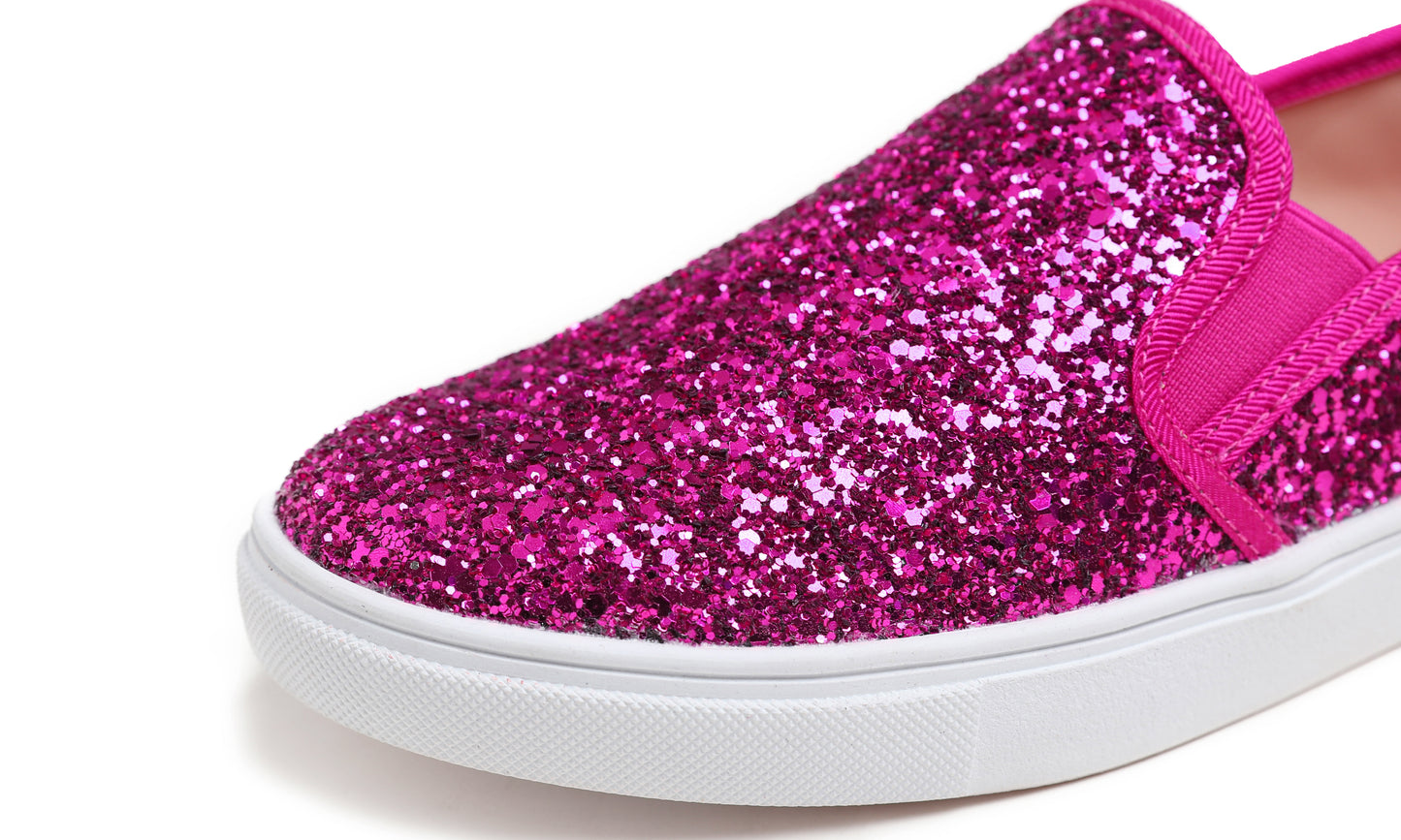 Feversole Women's Fashion Slip-On Sneaker Casual Flat Loafers Shiny Glitter
