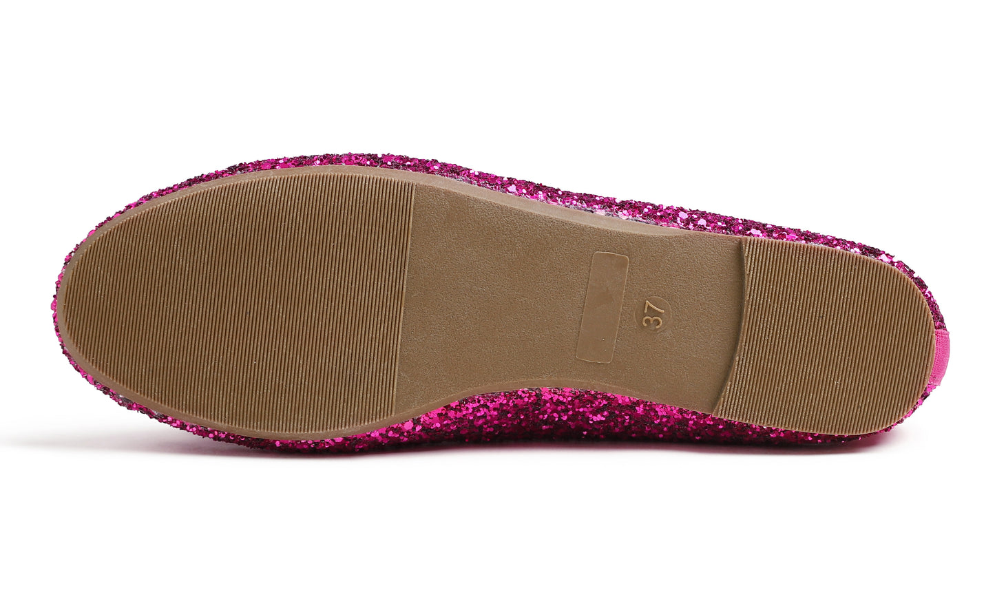 Feversole Women's Sparkle Memory Foam Cushioned Colorful Shiny Ballet Flats Glitter