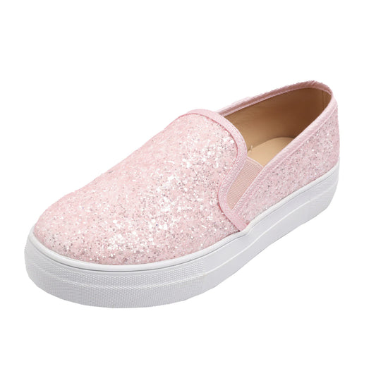 Feversole Women's Fashion Slip On Sneaker Casual Platform Loafers Glitter