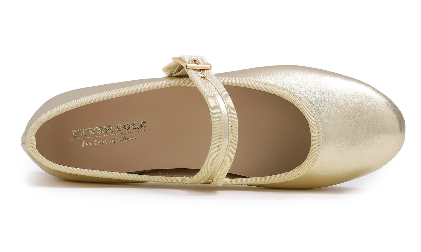 Feversole Women's Soft Cushion Extra Padded Comfort Round Toe Mary Jane Metal Buckle Fashion Ballet Flats Walking Shoes