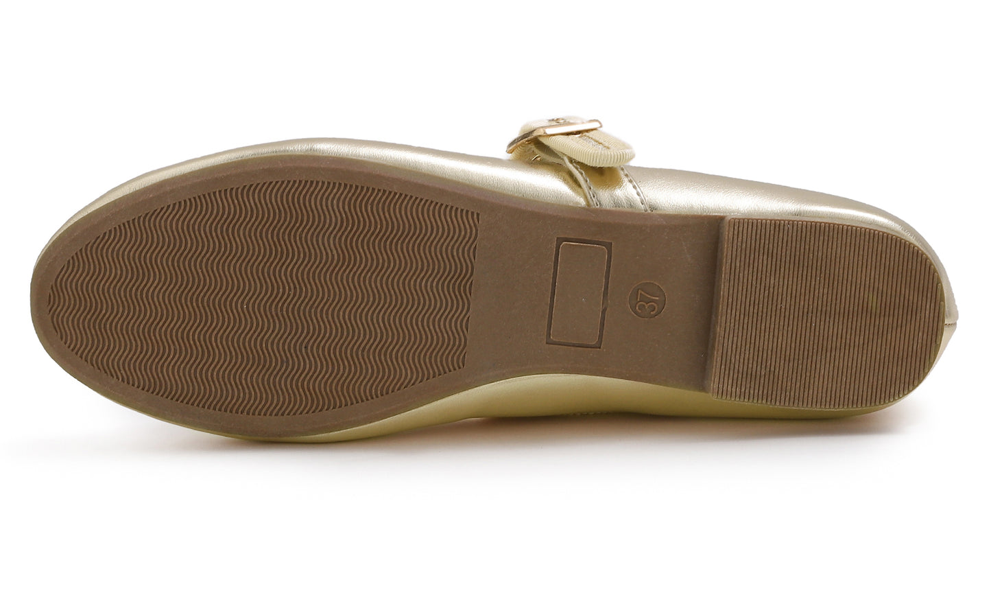 Feversole Women's Soft Cushion Extra Padded Comfort Round Toe Mary Jane Metal Buckle Fashion Ballet Flats Walking Shoes