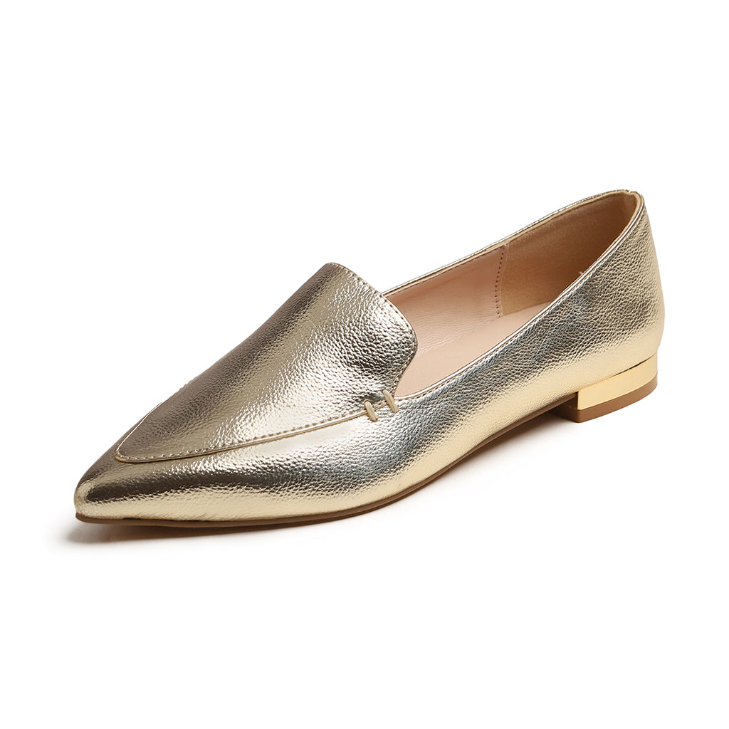 Feversole Women's Loafer Flat Pointed Deco Low Heel Fashion Slip On Dress Driving Office Shoes