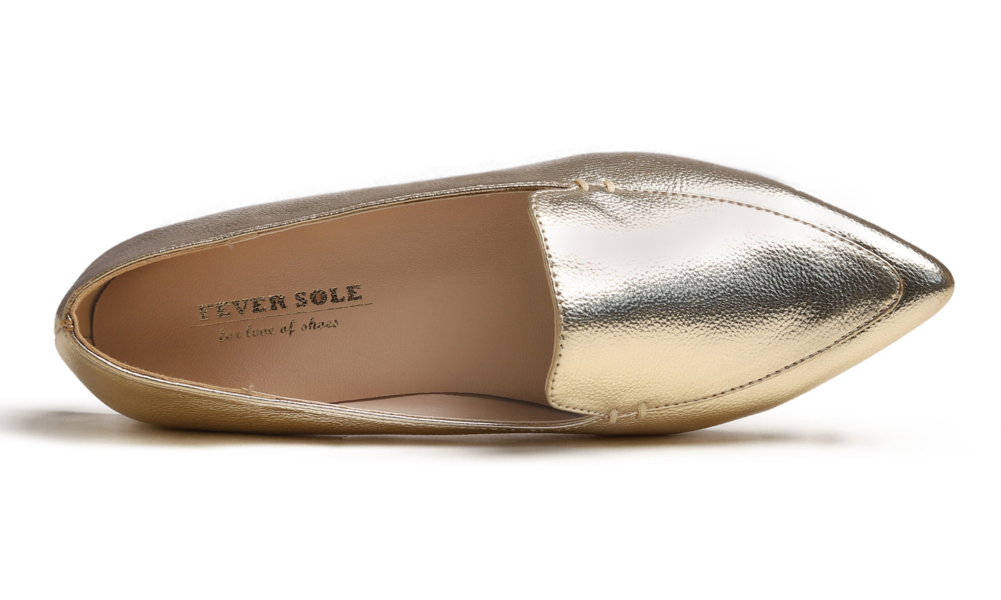 Feversole Women's Loafer Flat Pointed Deco Low Heel Fashion Slip On Dress Driving Office Shoes