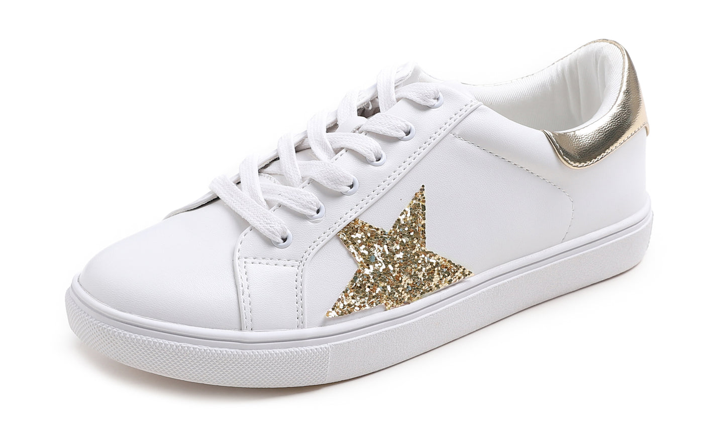 Feversole Women's Featured PU Leather Colorful Lace Up Sneaker Star