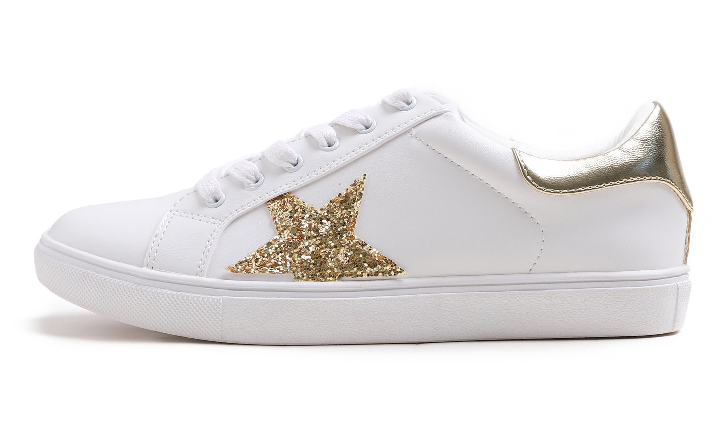 Feversole Women's Featured PU Leather Colorful Lace Up Sneaker Star