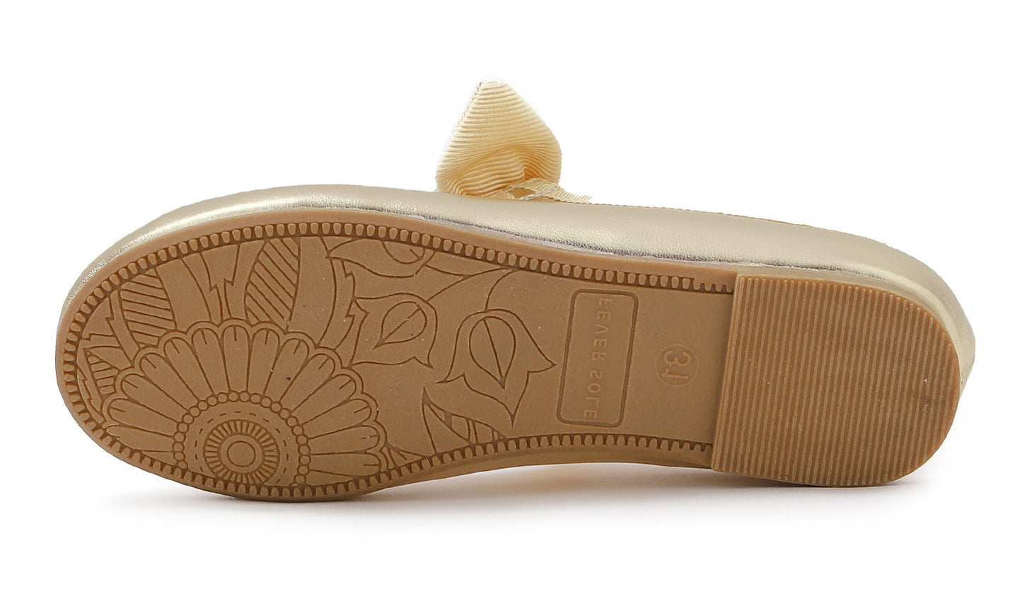 Feversole Girls Cute Dress Mary Jane Shoes Little Kids Casual Buckle Strap Flats Vegan Leather Bow Elastic