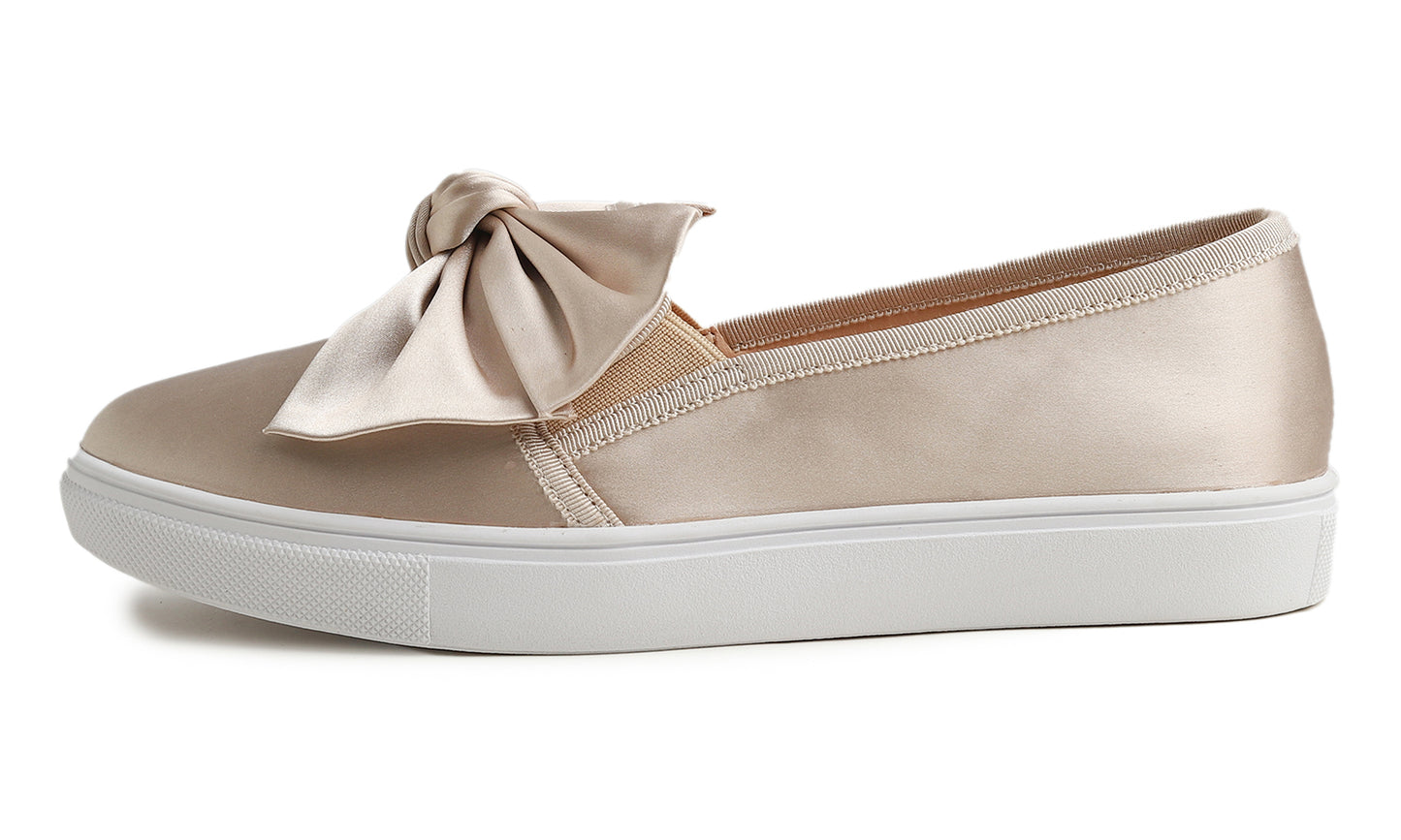 Feversole Women's Casual Slip On Sneaker Fashion Bow Tie Loafer Flats Silky