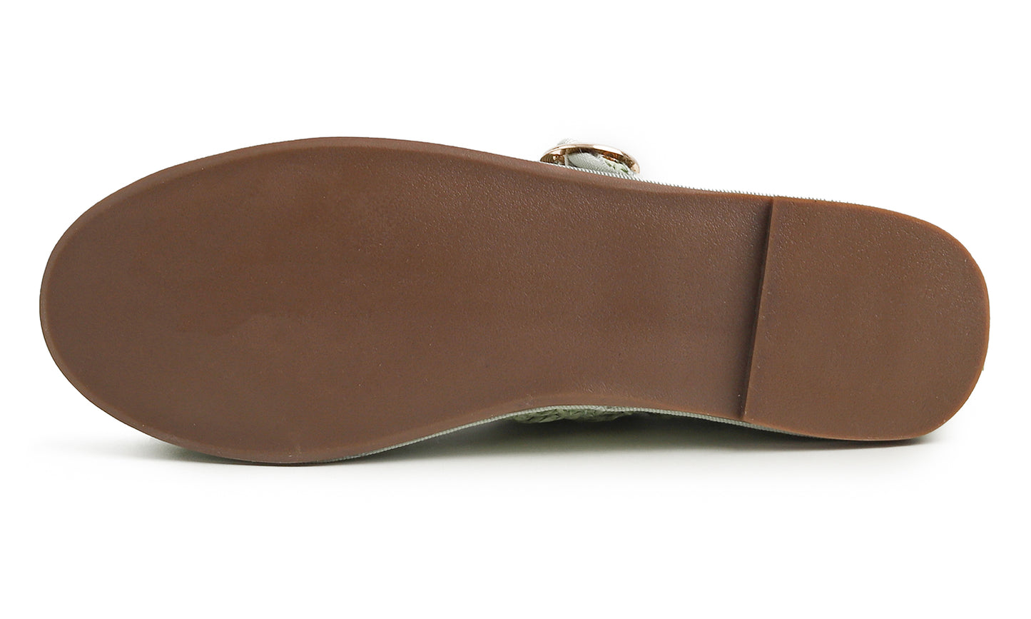 Fevrsole Women's Soft Breathable Mary Jane Memory Foam Cushioned Comfort Round Toe Metal Buckle Flats Walking Shoes