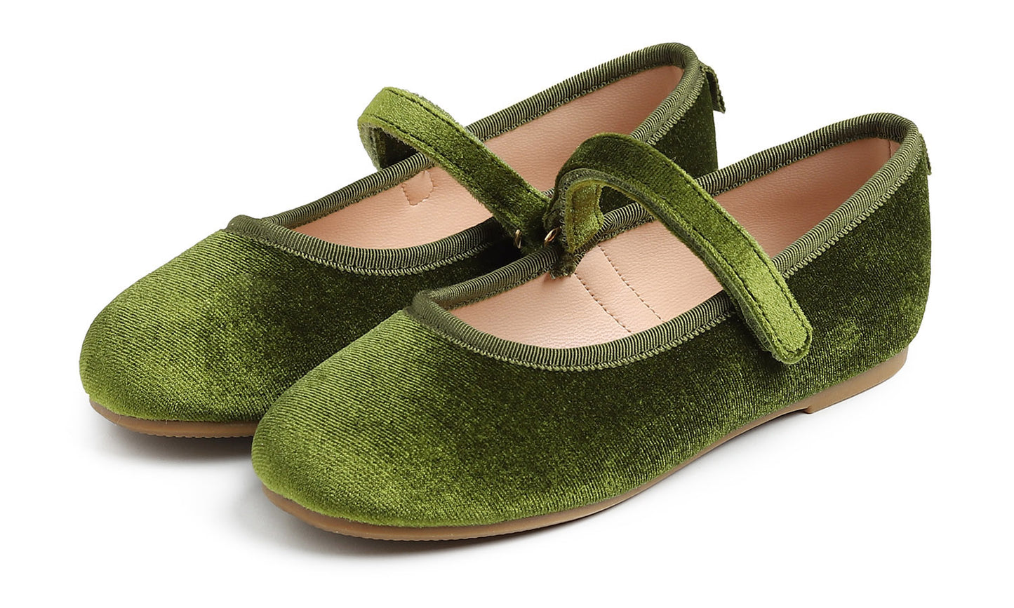Feversole Girls Cute Dress Mary Jane Shoes Soft Party Holiday Ballet Flats Velvet