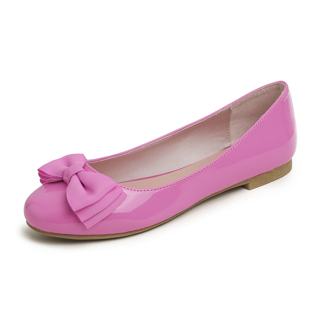 Feversole Women's Round Toe Cute Bow Trim Ballet Flats