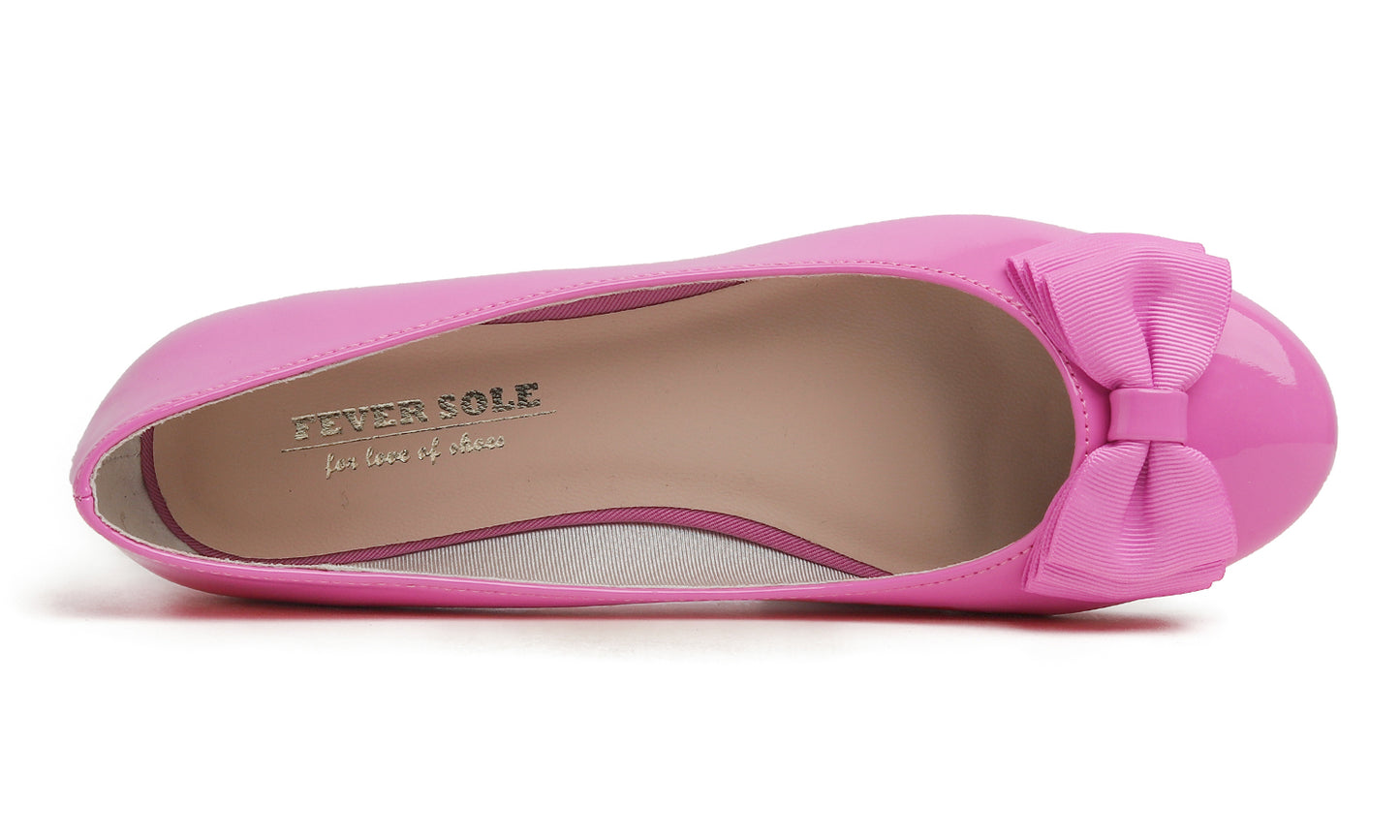 Feversole Women's Round Toe Cute Bow Trim Ballet Flats