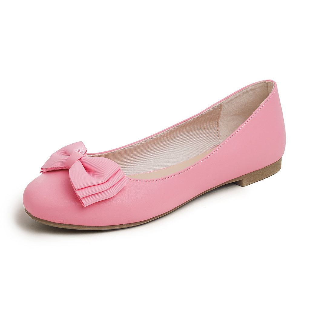 Feversole Women's Round Toe Cute Bow Trim Ballet Flats