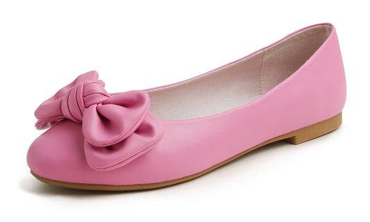 Feversole Women's Round Toe Cute Bow Trim Ballet Flats
