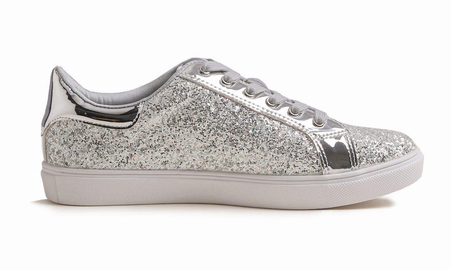 Feversole Women's Fashion Lace Up Dress Sneakers Sparkly Party Shiny Shoes Star Glitter