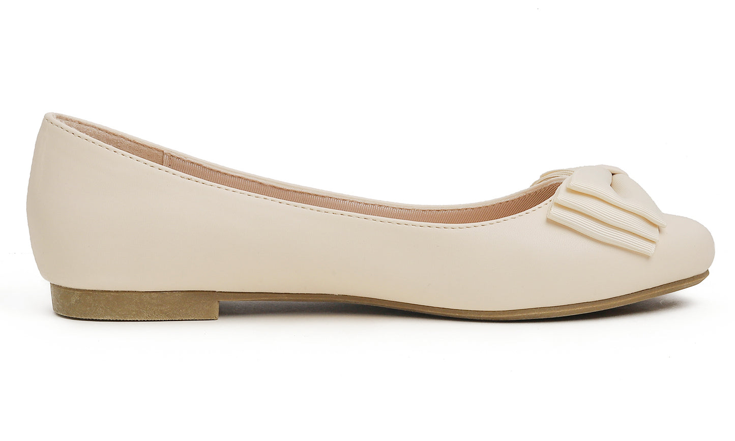 Feversole Women's Round Toe Cute Bow Trim Ballet Flats