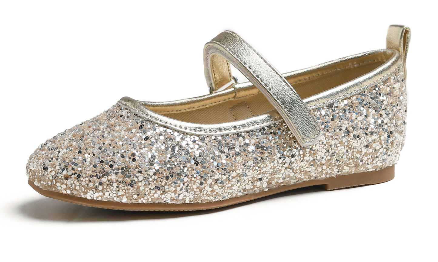 Feversole Girls Cute Dress Mary Jane Shoes Soft Party Holiday Ballet Flats Glitter