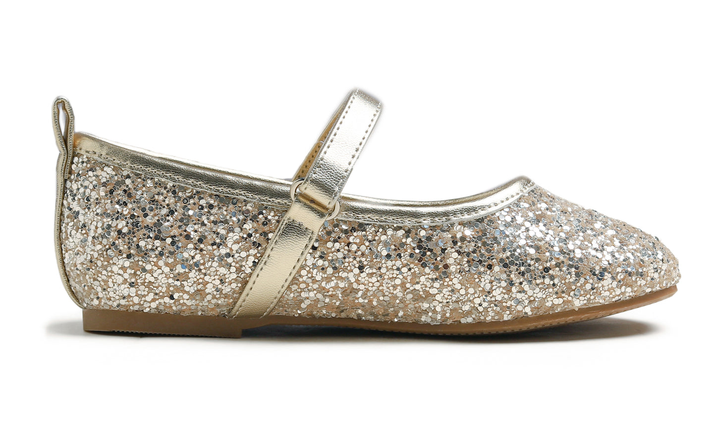 Feversole Girls Cute Dress Mary Jane Shoes Soft Party Holiday Ballet Flats Glitter